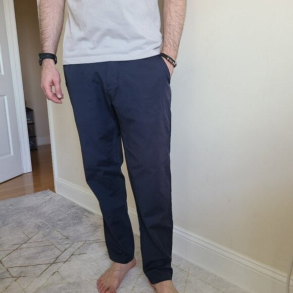 Lululemon Men’s ABC Classic Fit Trousers – Size 34 – Navy Blue Warpstreme - Picture 1 of 11